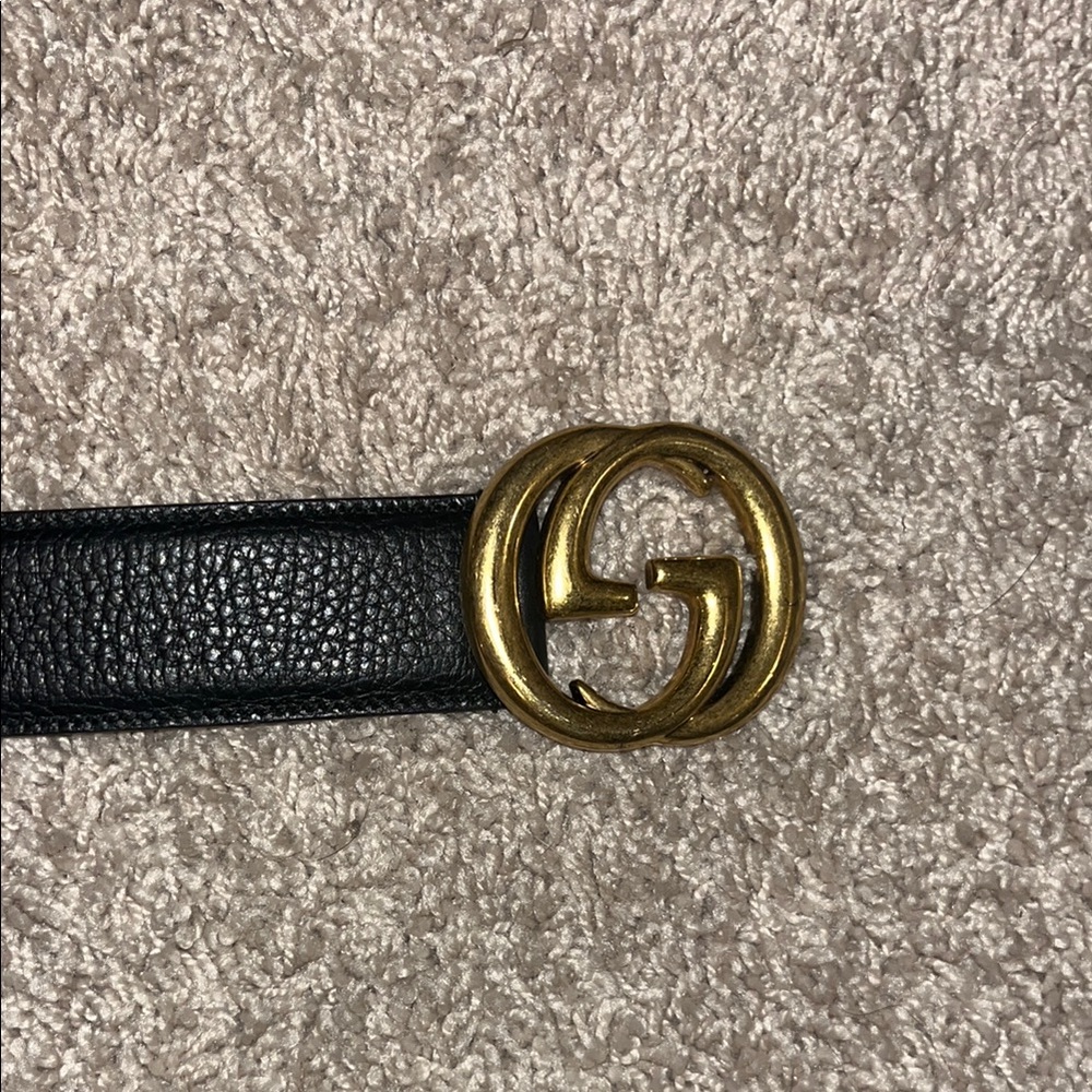 Gucci Black and Gold Designer Belt